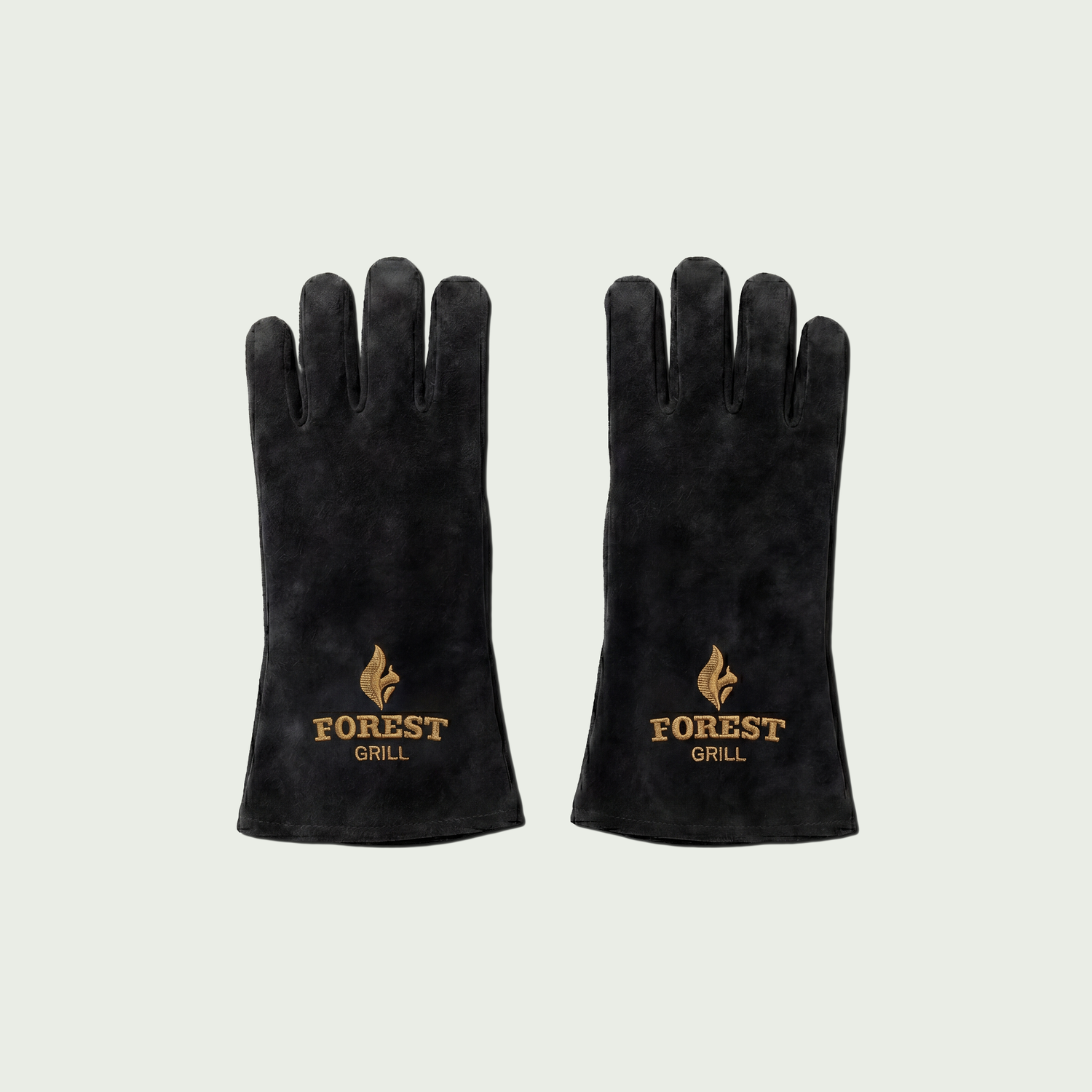 Paire de gants en cuir haute résistance Forest Grill pour barbecue et cuisson extérieure